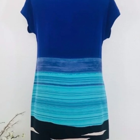 Trina Turk Coastal Blue Silk Shift Mini Cocktail Dress, Sz 2 - Picture 2 of 4